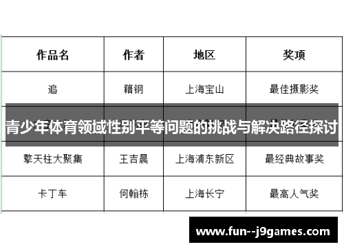 青少年体育领域性别平等问题的挑战与解决路径探讨